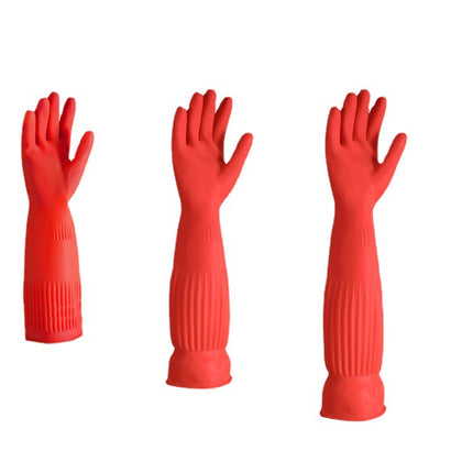Extended 45cm warm thickened rubber gloves winter cleaning dishes washing clothes waterproof housework rubber gloves women