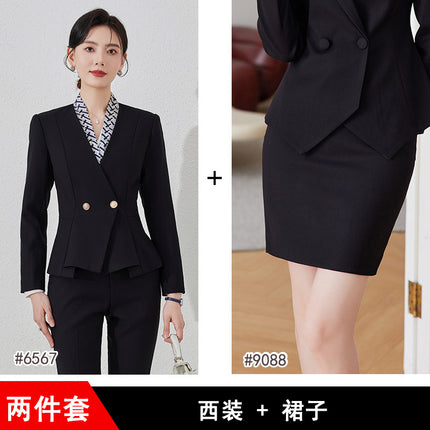 High-end Suit suit Female Spring and Autumn Professional Temperament Goddess Fan Hotel Manager Front Desk Reception Beauty Salon Overalls
