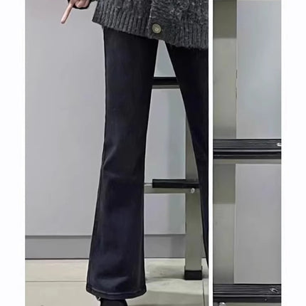 Plus Size Retro Bootcut Jeans for Women 2025 Autum New Fat mm Pear-Shaped Figure High Waist Slim Flared Pants