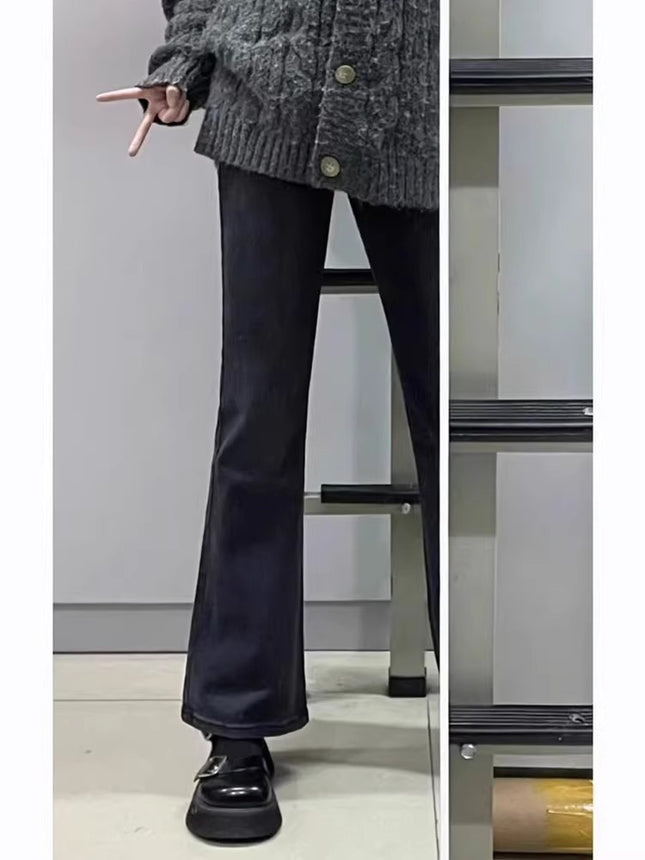 Plus Size Retro Bootcut Jeans for Women 2025 Autum New Fat mm Pear-Shaped Figure High Waist Slim Flared Pants