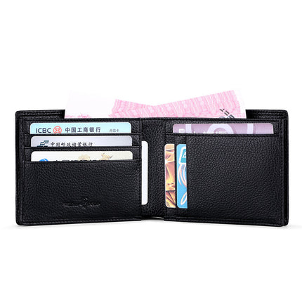 King Paul real cowhide short wallet men's large capacity wallet driver's license set multi-card card bag wholesale