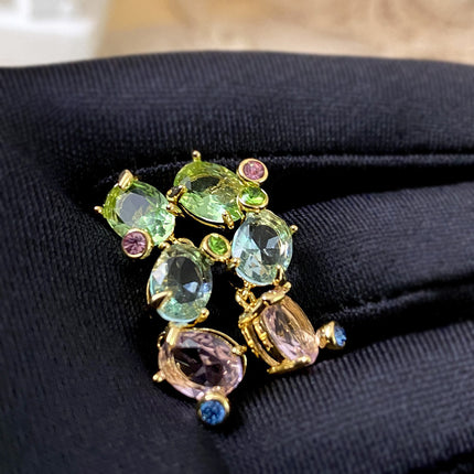 Beating Heart Sugar Cube Earrings Green Crystal Earrings Women's Niche Light Luxury Personalized Fashion High-End Design Earrings