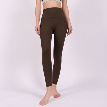 Autumn and Winter Brushed Yoga Fitness Naked-Feel Tight High-Waisted Tummy Control Sports Leggings Women's Running Cycling Butt-Lifting Yoga Pants