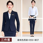 Navy blue suit + white shirt + women's pants / S