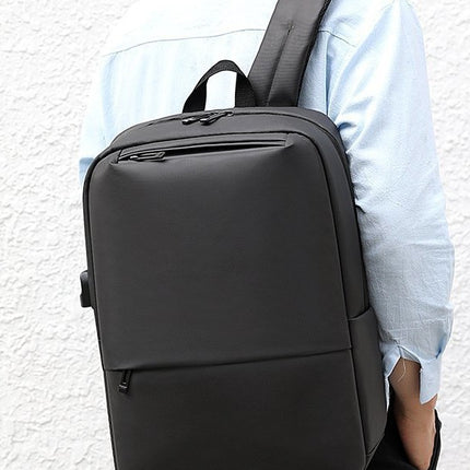 Cross-border Men's Business Backpack Solid Color Simple Fashion Computer Bag Charging Travel Large Capacity Multi-function Backpack