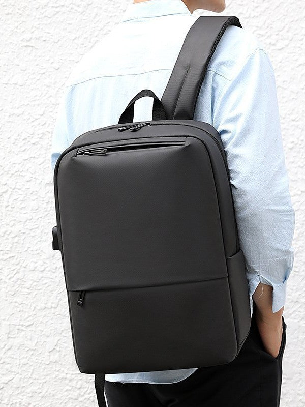Cross-border Men's Business Backpack Solid Color Simple Fashion Computer Bag Charging Travel Large Capacity Multi-function Backpack