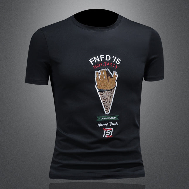 Men's Trendy Versatile Ice Cream Casual Round Neck Short-Sleeved T-Shirt Printed Fashion New Couple