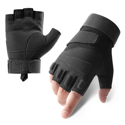 Black Hawk Tactical Half-Finger Gloves Men's Outdoor Sports Mountaineering Fitness Protection Military Fan Special Forces Motorcycle Riding
