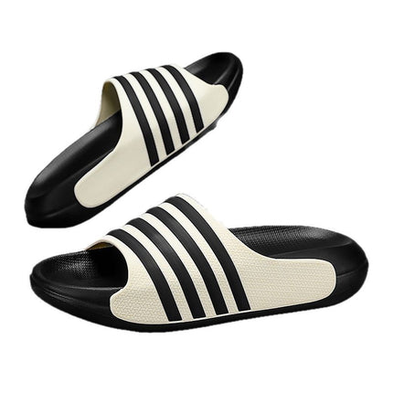 Factory Direct Sales Cross-Border Popular Striped Unisex Soft-Soled Slippers, Non-Slip, Wear-Resistant, Couple Slippers, Environmentally Friendly Material