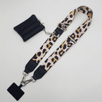 Pink leopard print shoulder strap silver hook + coin purse + spacer