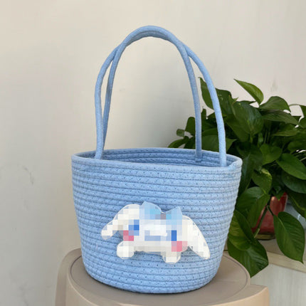 Cute Baby Souvenir, Cute Dog Cotton Thread Woven Bag, Hand-Held Cartoon Small Fresh Basket Bag, Hand-Held Women's Bag