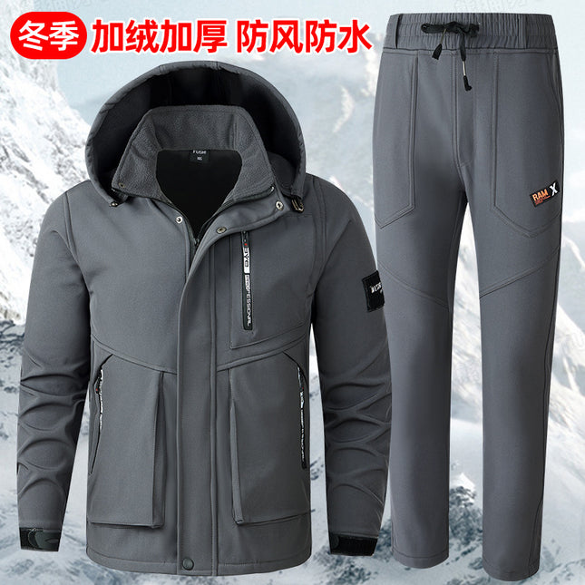 Winter Fleece Suit Workwear, Warm and Temperature-Locking, Windproof and Cold-Resistant Soft Shell Jacket, Workwear, Labor Protection Clothing