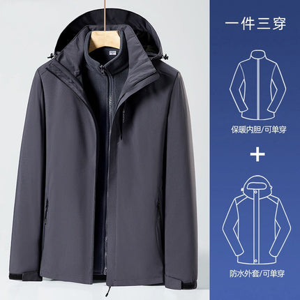 Huagang Camel Outdoor Jacket Jacket for Men and Women Autumn and Winter Three-in-One Removable Waterproof Windproof Tide Brand Mountaineering Suit