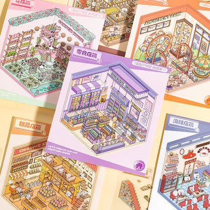 Language idle pet miniature landscaping cute sticker book freeze frame happy series three-dimensional fun landscaping 18 posting paper