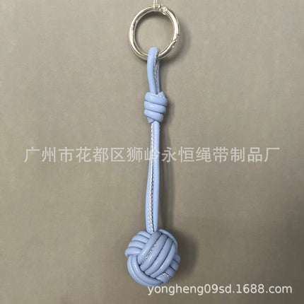 Car Keychain Bag Couple Exquisite Gift Soft Sheepskin Handmade Woven Tennis Ball Monkey Fist Hanging Bag