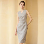 light gray sleeveless dress / S