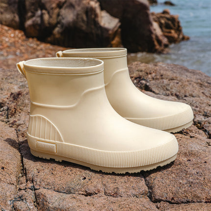 British Trendy Rain Boots, Outdoor Wading Boots, Fashionable Women's Rain Boots, Garden Boots, Flats Non-Slip Rubber Shoes, Foot Water Shoes for Women