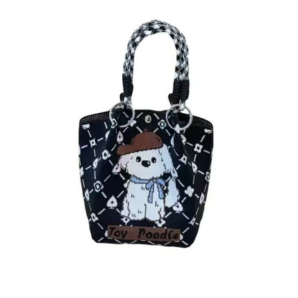 Niche design black and white diamond knitted tote bag handbag casual versatile large capacity messenger bag factory direct sales