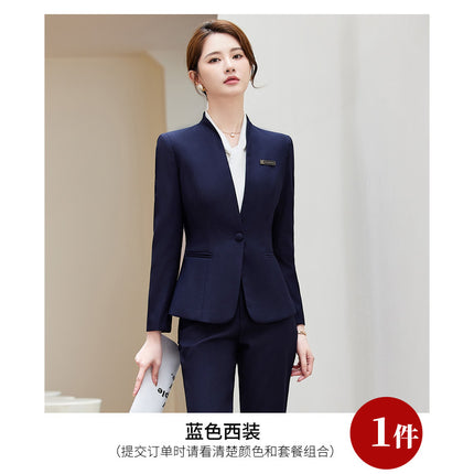 Grey Professional Suit suit Women's Autumn Hotel Front Desk Reception Tooling Beauty Salon Sales Department Overalls Dress
