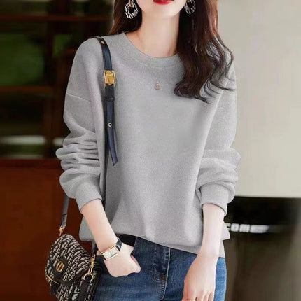 Autumn and Winter All-match Cotton Crewneck Sweater New Casual Printed Cartoon fleece-lined Thickened Base Top for Men and Women