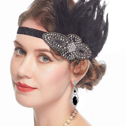 European and American Vintage Hair Band 1920 Great Gatsby Inspired Feather Headband Cocktail Party Hair Accessories