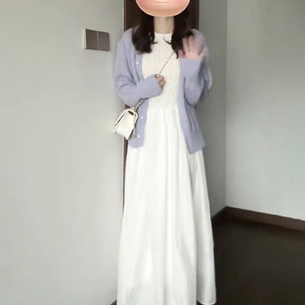 Early Autumn Wear 2025 New Women's French Sleeveless Vest White Dress Women's Design Long Skirt Suit