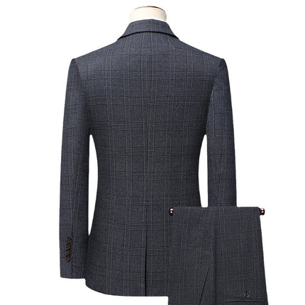 Wholesale Suit suit Men's Three-Piece Slim Korean Wedding Dress Business Casual Handsome Plaid Suit Men