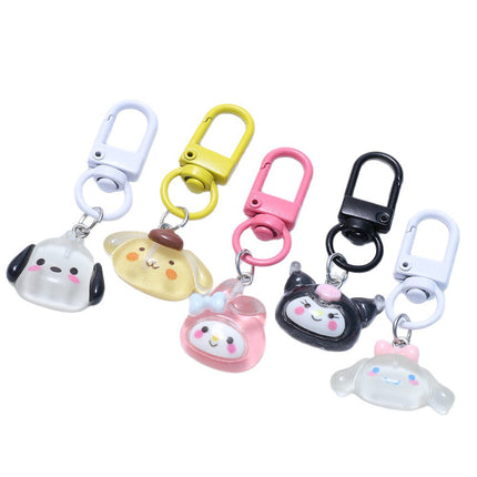 Transparent Animal Three-Creeper European Cinnamon Dog Kuromi Resin DIY Keychain Ring Accessories Pendant