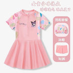 Pink one-piece swimsuit swimming cap [send safety pants]] / 100