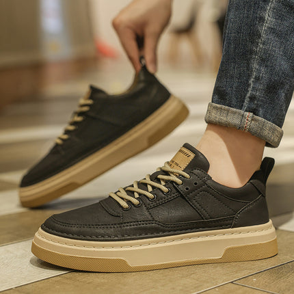 Men's Shoes Autumn 2025 New Style British Casual Leather Shoes Winter Sneakers Thick-Soled Fleece-Lined Sports Work Trendy Shoes Cotton Shoes