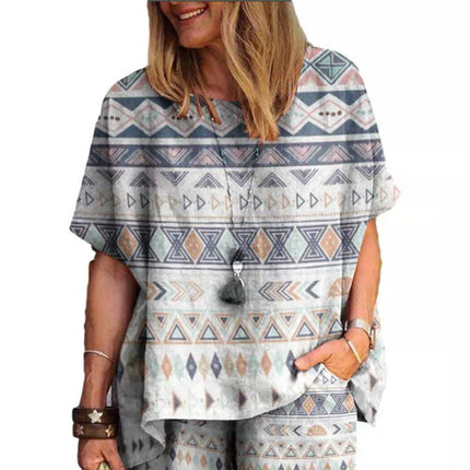 Amazon spring and summer plus size loose chubby girl temperament leisure sports fashion short sleeve sports suit foreign trade wholesale