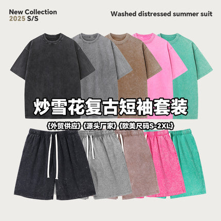 Foreign trade European code wash old shorts 300G heavy cotton fashion brand retro five-point pants men's summer casual pants