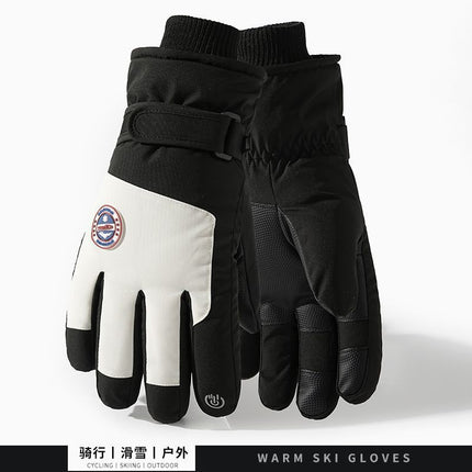 Ski Gloves for Men and Women in Winter, Outdoor Cycling, Windproof, Cold-Proof, Anti-Slip, Touch Screen Gloves, Fleece-Lined, Thickened, Warm Gloves