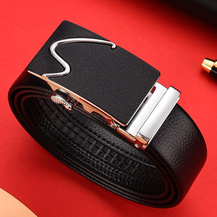 Automatic buckle belt men's business belt covered pig sausage belt versatile trendy belt one-piece delivery factory direct sales