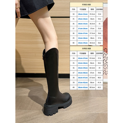 Long Boots 2025 Autumn and Winter New Thick-Soled Height-Increasing Petite V-Cut High Boots with Thick Heel and Knee-High Riding Boots