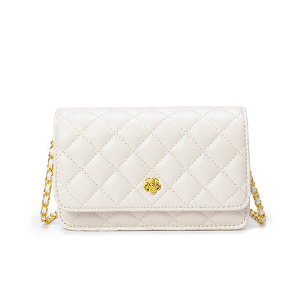 Small Gold Ball Crossbody Square Bag 2024 Summer Quilted Chain Bag Niche Single Shoulder Camellia Quilted Crossbody Bag