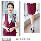 Women-wine red vest + Western skirt 1 / S