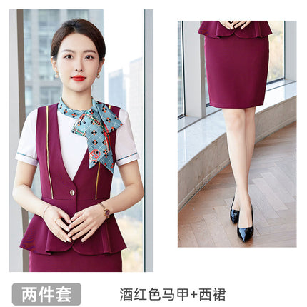 Hotel restaurant bar KTV waiter workwear professional shirt vest suit men's and women's front office reception work clothes