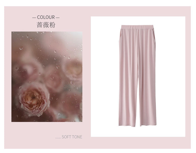 Summer Thin Pajamas for Women, 80-Count Lenzing Modal Sleep Pants, Loungewear, Comfortable and Loose, Can Be Worn Outside, Cool-Feeling Autumn Long Pants
