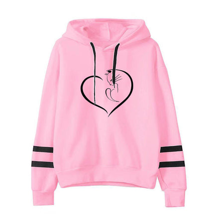 2021 AliExpress Amazon Cross-border Valentine's Day Love Cat Print Parallel Bars Hooded Wear Europe and America Autumn and Winter