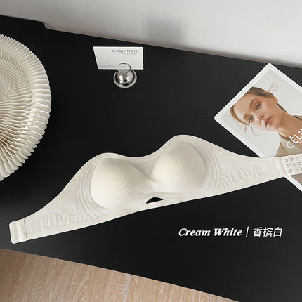 Summer Simple Strapless Jelly Quick-Dry Skin-Friendly Breathable Gathered Bra for Work and Commuting in Bohemian Style