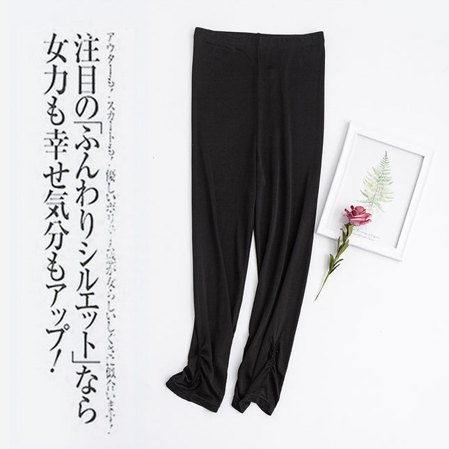 Guolian Silk Nine-Point Leggings for Women, Multi-Color Mulberry Silk Knitted Leggings, Slimming Look Elastic Pants