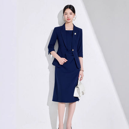 Pink High-End Three-Quarter Sleeve Blazer Women's Pants Dress Business Attire Two-Piece Suit High-End Elegant Trendy