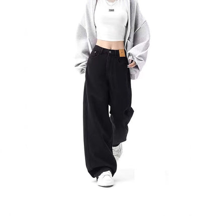 Women's Straight-Leg Loose Jeans 2025 New High-Waisted Slimming Petite Wide-Leg Floor-Length Pants