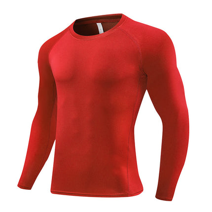Amazon Pro Quick-Drying Tights Men's Printed Long-Sleeved Sports Running Fitness Compression Clothing Round Neck T-Shirt Wholesale
