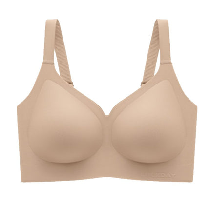 Seamless Comfortable Women's Soft Fixed Cup Strap Latex Push-Up Bra for Small Bust with Liquid Foundation Bra