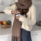 Mohair solid color scarf thickened-coffee