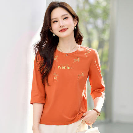 Summer T-Shirt for Petite Women, Korean Style, Loose Fit, Versatile, Casual, Stylish, Fashionable, Round Neck, Elegant Women's T-Shirt, Wholesale