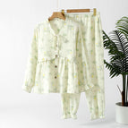 Flower collar-crepe-rabbit-green / M