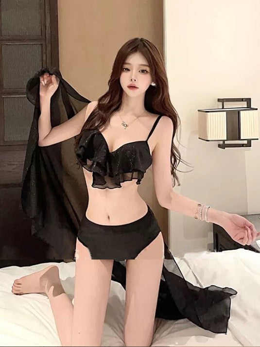 2025 Explosive French Sling Bikini Three-Piece Swimsuit Design Hot Girl Seaside Beach Split Hot Spring Clothes